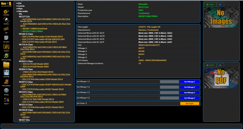 Neo X Screenshot Sprawdzanie przebiegu W117 CLA